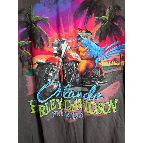 Harley Davidson Orlando Florida Graphic T Shirt Men's 5XL Gray Parrot Motorcycle - Picture 5 of 5